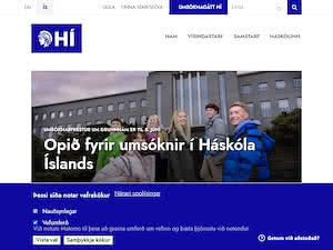 University of Iceland's official website homepage screenshot