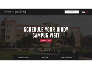 University of Indianapolis's official website homepage screenshot