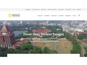 University of Indonesia's official website homepage screenshot