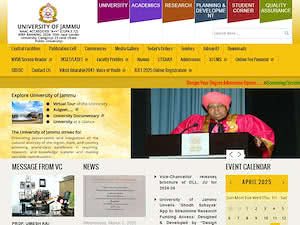 University of Jammu's official website homepage screenshot