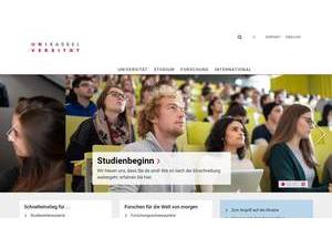 University of Kassel's official website homepage screenshot