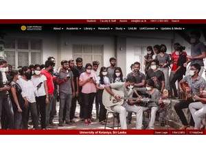 University of Kelaniya's official website homepage screenshot