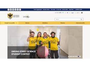 University of L'Aquila's official website homepage screenshot