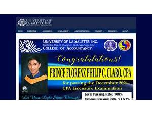 University of La Salette's official website homepage screenshot