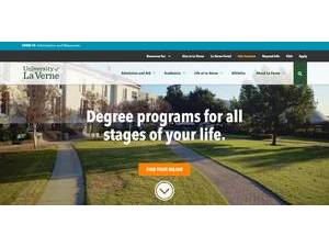 University of La Verne's official website homepage screenshot
