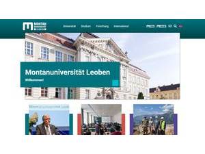 University of Leoben's official website homepage screenshot