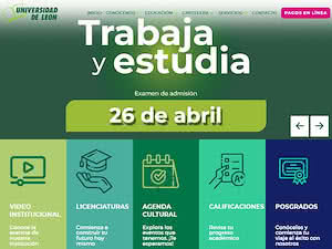 University of León, Mexico's official website homepage screenshot