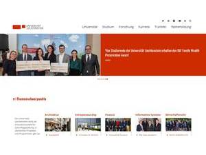 University of Liechtenstein's official website homepage screenshot