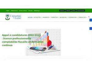 University of Lomé's official website homepage screenshot
