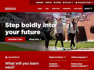 University of Louisville's official website homepage screenshot