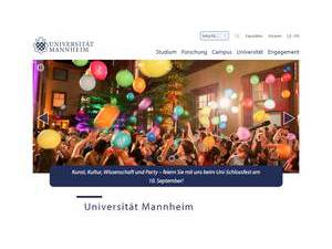 University of Mannheim's official website homepage screenshot