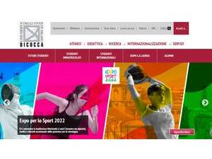 University of Milano-Bicocca's official website homepage screenshot