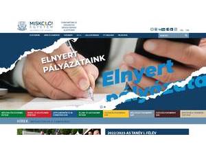 University of Miskolc's official website homepage screenshot