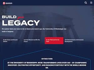 University of Mississippi's official website homepage screenshot