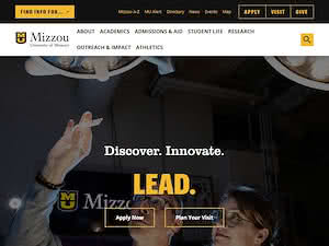 University of Missouri's official website homepage screenshot