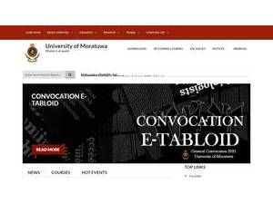 University of Moratuwa's official website homepage screenshot