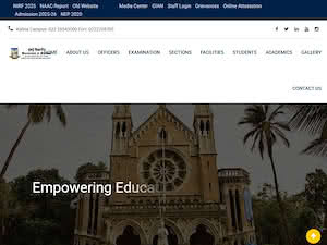 University of Mumbai's official website homepage screenshot
