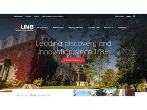 University of New Brunswick's official website homepage screenshot