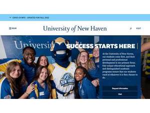 University of New Haven's official website homepage screenshot