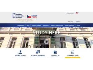 University of New York in Prague's official website homepage screenshot