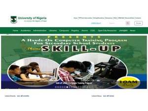 University of Nigeria's official website homepage screenshot