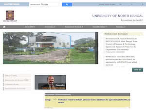 University of North Bengal's official website homepage screenshot