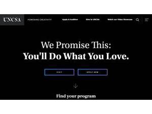 University of North Carolina School of the Arts's official website homepage screenshot