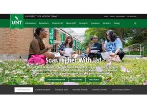 University of North Texas's official website homepage screenshot