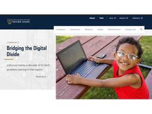 University of Notre Dame's official website homepage screenshot