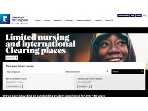 University of Nottingham's official website homepage screenshot