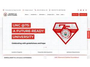 University of Nueva Caceres's official website homepage screenshot