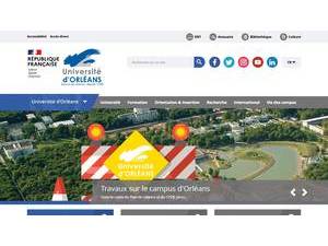 University of Orléans's official website homepage screenshot