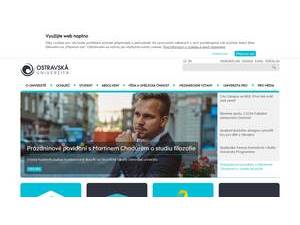 University of Ostrava's official website homepage screenshot