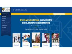 University of Otago's official website homepage screenshot