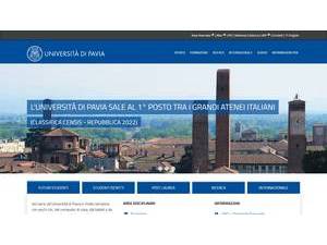 University of Pavia's official website homepage screenshot