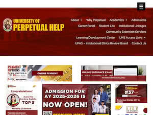 University of Perpetual Help System DALTA's official website homepage screenshot
