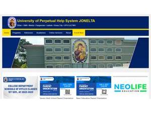 University of Perpetual Help System Jonelta's official website homepage screenshot