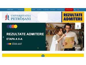 University of Petrosani's official website homepage screenshot