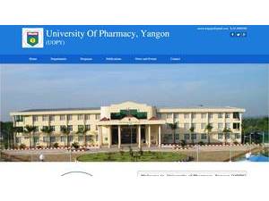 University of Pharmacy, Yangon's official website homepage screenshot