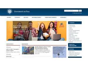 University of Pisa's official website homepage screenshot
