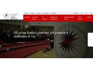 University of Prishtina's official website homepage screenshot