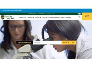 University of Regina's official website homepage screenshot
