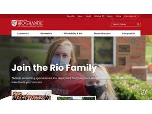 University of Rio Grande's official website homepage screenshot