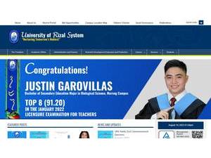University of Rizal System's official website homepage screenshot