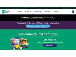University of Roehampton's official website homepage screenshot