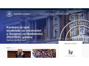 University of Sarajevo's official website homepage screenshot