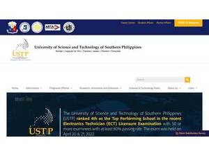 University of Science and Technology of Southern Philippines's official website homepage screenshot