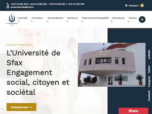 University of Sfax's official website homepage screenshot