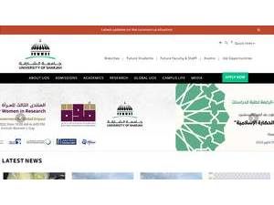 University of Sharjah's official website homepage screenshot
