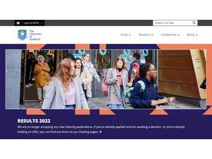 University of Sheffield's official website homepage screenshot